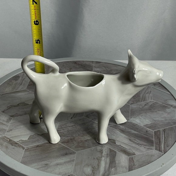 Vintage White Ceramic Cow Creamer 8” France Marked – Repaired Leg - Picture 8 of 9